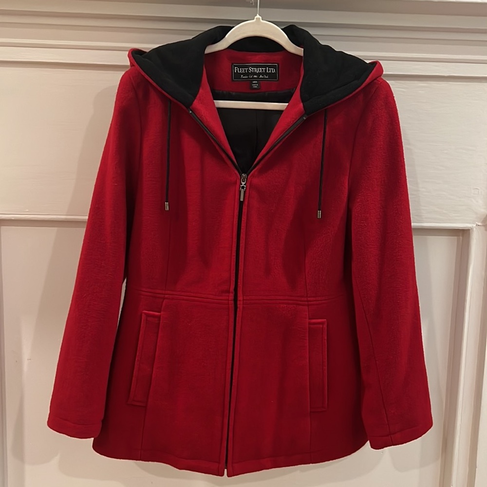FLEET STREET LTD. Red Wool Blend Coat.  Size Medium
